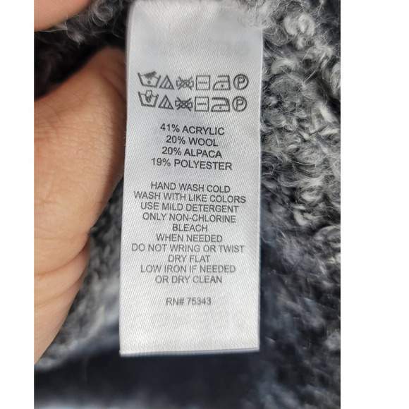 Rachel Zoe Los Angeles Wool/Alpaca Blend Black/Gray Open Cardigan Sweater M - Picture 5 of 5